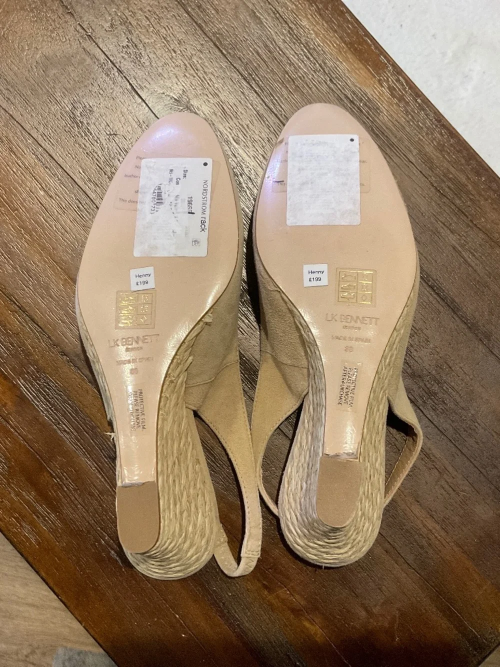 LK Bennett Henny Sling Back Tan Suede Wedge Espadrille EU 38/ US 7-7.5